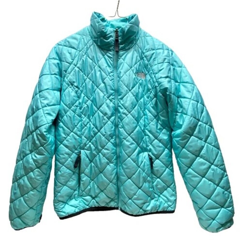 North Face Puffer Jacket Women's Medium Seafoam Green Lightweight Full Zip Coat